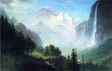 スイス ラウターブルンネン近くのシュタウブバッハの滝 アルバート ビアシュタット山 Oil Paintings